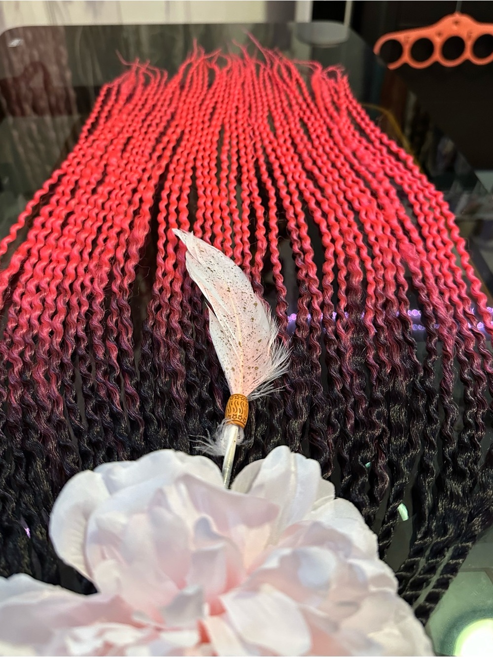 Pink/blk Ombre Synthetic Twist Hair Extensions